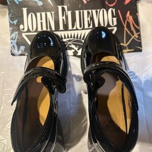 John Fluevog Glossy Black Mary Jane Shoes